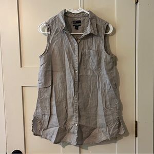 Jones New York Tan Linen Button-up Tank Size L